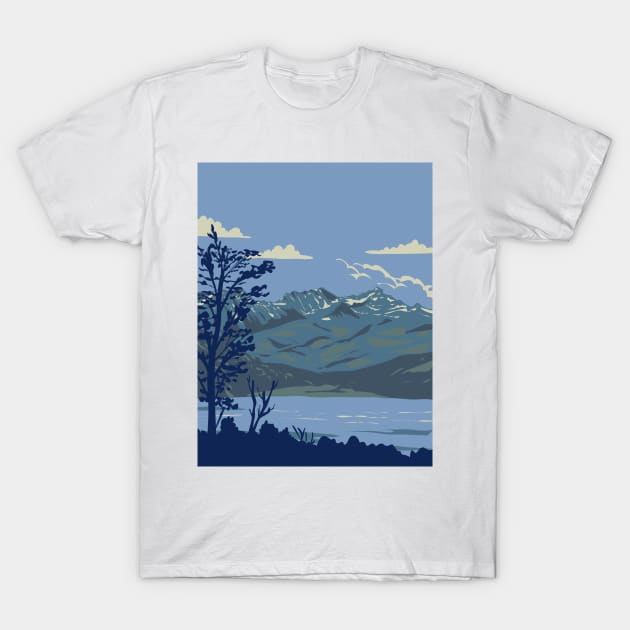 Tierra del Fuego National Park with Fagnano Lake Argentina WPA Art Deco Poster T-Shirt by retrovectors